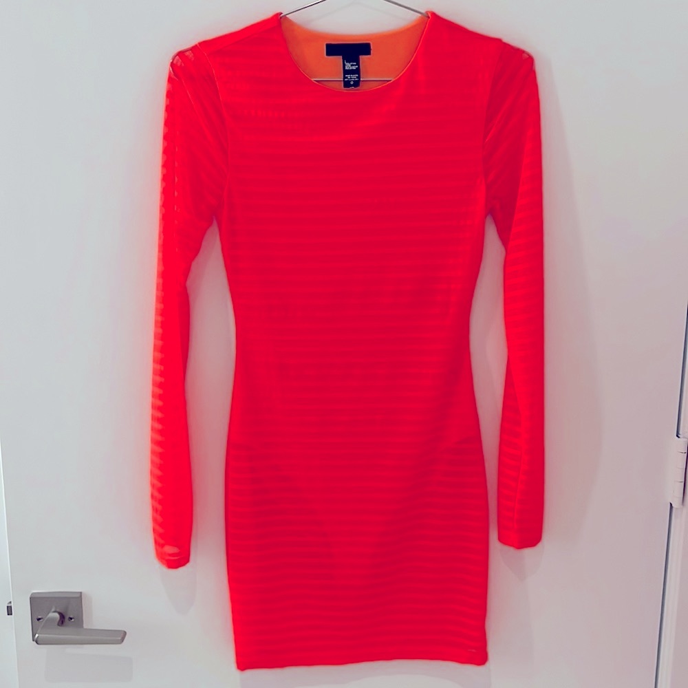 h:ours neon orange dress